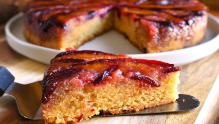 Plum Almond Upside Down Cake